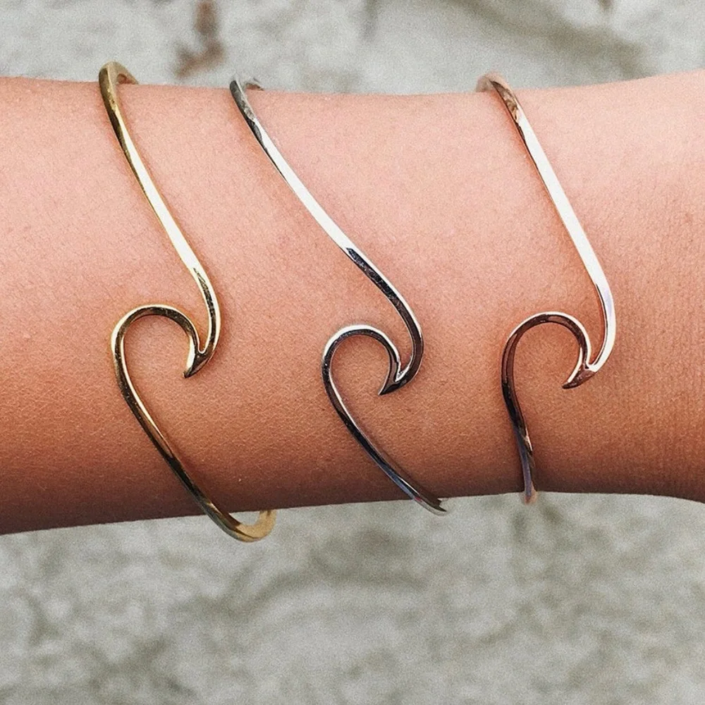 NEW PURA VIDA Silver Wave Cuff Bracelet